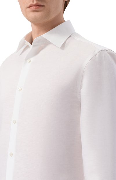 Сорочка изо льна и лиоцелла BOSS белого цвета по цене 23950 руб., арт. 50562110, фото 5 Сорочка изо льна и лиоцелла BOSS, арт. 50562110, фото 5