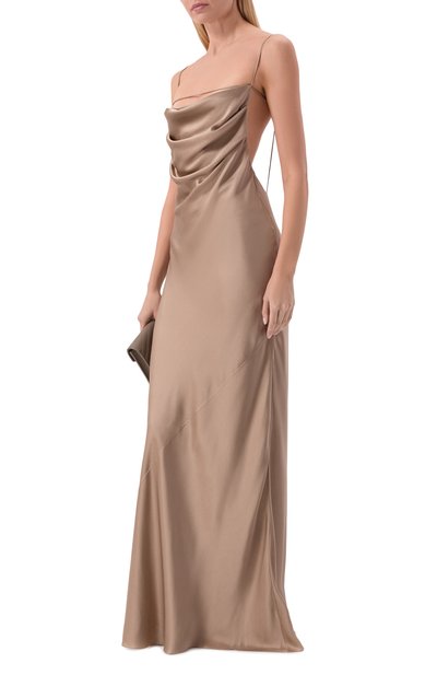 Женское атласное платье SAINT LAURENT, арт. 838025/Y7G27