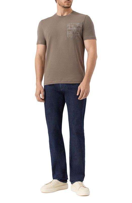 Хлопковая футболка Corneliani 26G583-2625024 Бежевый  26G583-2625024 Фото 2