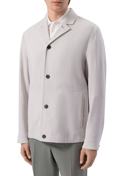 Куртка-рубашка изо льна и шерсти CORNELIANI светло-серого цвета по цене 118000 руб., арт. 27LI53/2718468, фото 3 Куртка-рубашка изо льна и шерсти CORNELIANI, арт. 27LI53/2718468, фото 3
