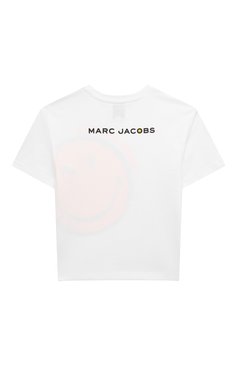 Детская хлопковая футболка MARC JACOBS (THE) белого цвета, арт. W60040/2A-5A | Фото 2 (Материал сплава: Проставлено; Драгоценные камни: Проставлено; Рукава: Короткие; Материал внешний: Хлопок; Мальчики Кросс-КТ: Футболка-одежда; Ростовка одежда: 4 года | 104 см, 3 года | 98 см, 2 года | 92 см)