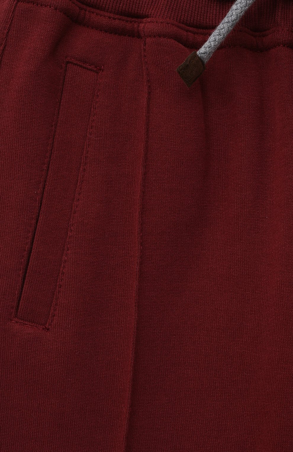 Хлопковые джоггеры BRUNELLO CUCINELLI бордового цвета по цене 38400 руб., арт. BTU14E331A, фото 3 Хлопковые джоггеры BRUNELLO CUCINELLI, арт. BTU14E331A, фото 3