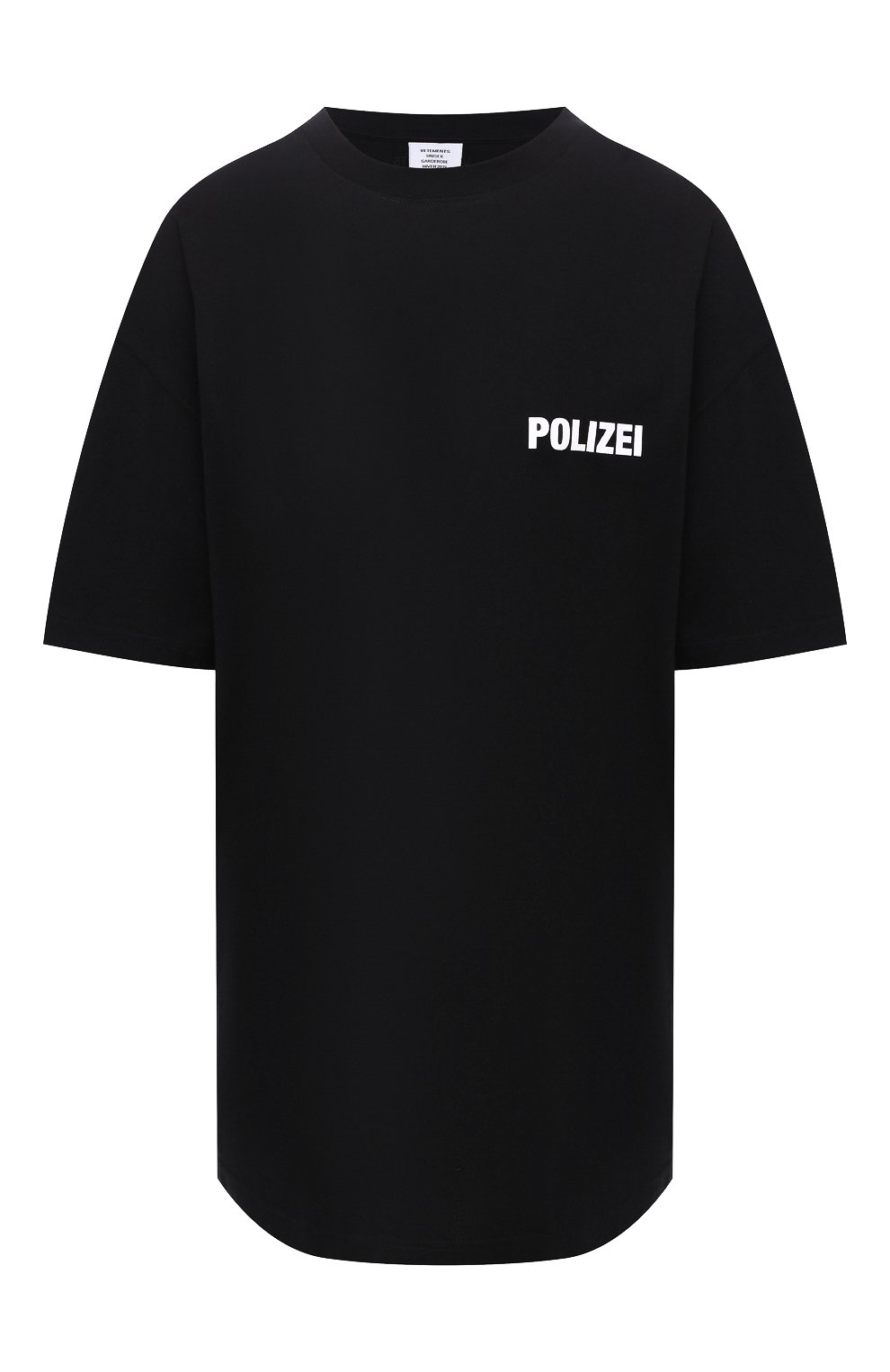 Хлопковая футболка VETEMENTS черного цвета по цене 25850 руб., арт. UAH21TR511 1600/W, фото 1 Хлопковая футболка VETEMENTS, арт. UAH21TR511 1600/W, фото 1