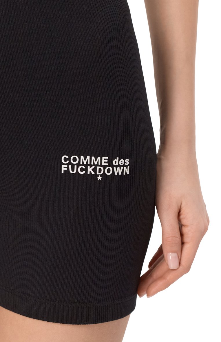 Женские хлопковые шорты COMME DES FUCKDOWN черного цвета, арт. CFABW01253 | Фото 5 (Материал внешний: Хлопок; Длина Ж (юбки, платья, шорты): Мини; Стили: Спорт-шик)