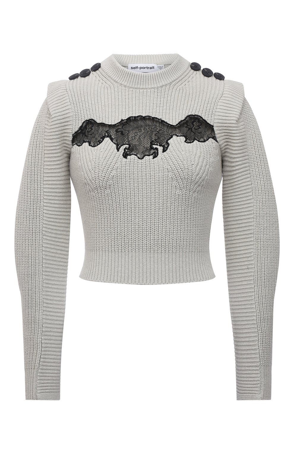 Свитер из хлопка и шерсти SELF-PORTRAIT светло-зеленого цвета по цене 39300 руб., арт. PF21-001, фото 1 Свитер из хлопка и шерсти SELF-PORTRAIT, арт. PF21-001, фото 1