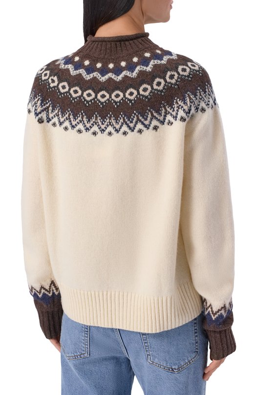 Шерстяной свитер The Kooples FPUL31014K Кремовый  FPUL31014K Фото 4