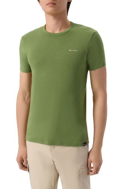 Хлопковая футболка KITON хаки цвета по цене 39950 руб., арт. UNWM008K0263L, фото 3 Хлопковая футболка KITON, арт. UNWM008K0263L, фото 3