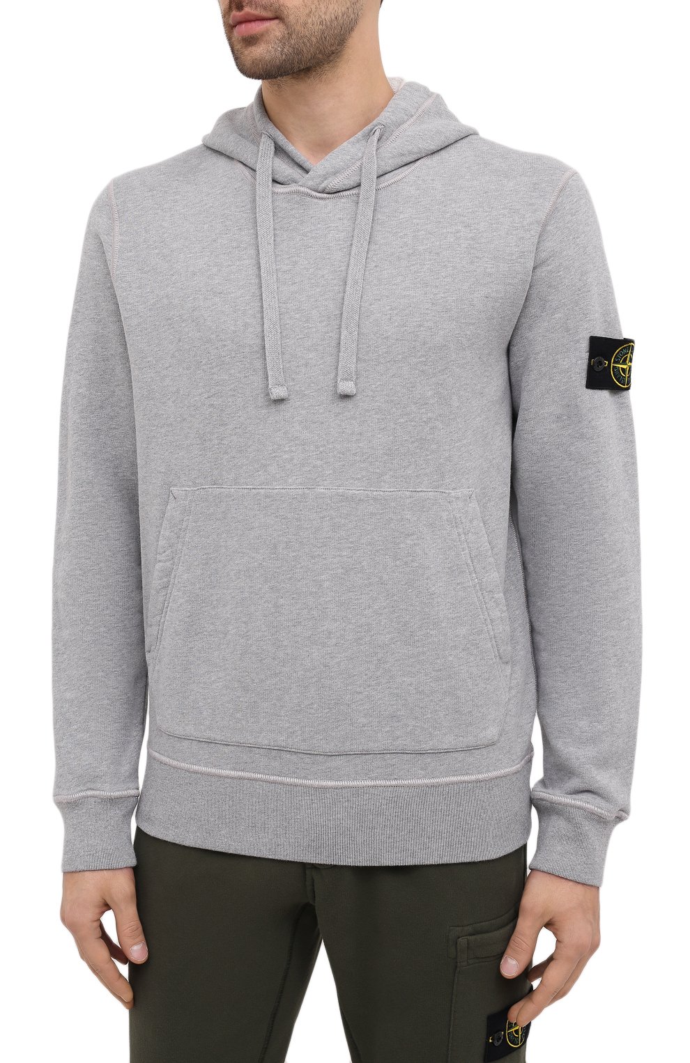 Хлопковое худи STONE ISLAND светло-серого цвета по цене 27800 руб., арт. 731564120, фото 3 Хлопковое худи STONE ISLAND, арт. 731564120, фото 3