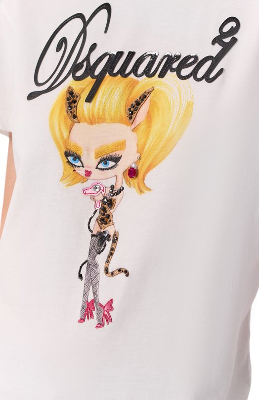 Хлопковая футболка Dsquared2 S72GD0596/D20020 Белый  S72GD0596/D20020 Фото 5