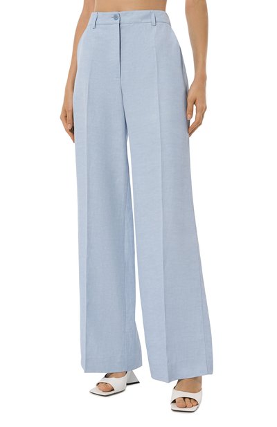 Брюки из вискозы и льна P.A.R.O.S.H. голубого цвета по цене 49250 руб., арт. D232214, фото 3 Брюки из вискозы и льна P.A.R.O.S.H., арт. D232214, фото 3