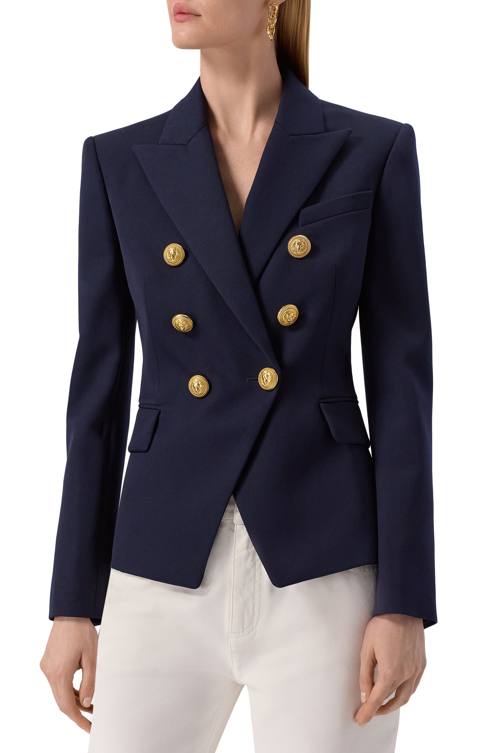 Шерстяной жакет BALMAIN синего цвета по цене 276000 руб., арт. XF1SG000/WB08, фото 3 Шерстяной жакет BALMAIN, арт. XF1SG000/WB08, фото 3