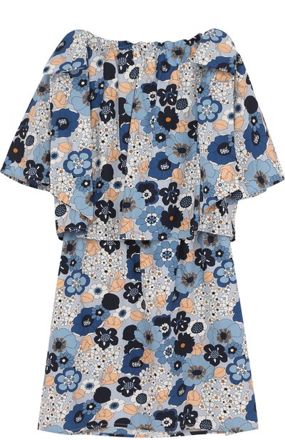 Хлопковое мини-платье свободного кроя с принтом и бантами CHLOÉ разноцветного цвета по цене 25950 руб., арт. C12675/14A, фото 2 Хлопковое мини-платье свободного кроя с принтом и бантами CHLOÉ, арт. C12675/14A, фото 2