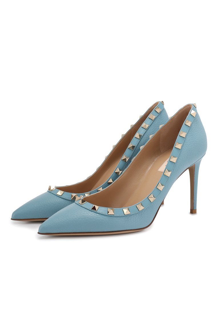 Женские голубые кожаные туфли rockstud VALENTINO купить в интернет ...