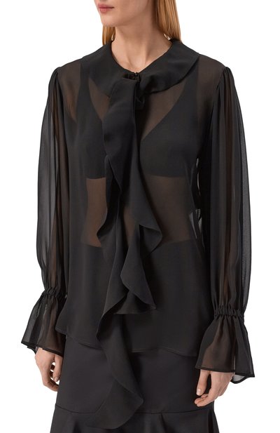 Шелковая блузка NINA RICCI черного цвета по цене 99500 руб., арт. 26PCT0021/SE1417, фото 3 Шелковая блузка NINA RICCI, арт. 26PCT0021/SE1417, фото 3