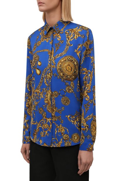 Рубашка из вискозы VERSACE JEANS COUTURE синего цвета по цене 27250 руб., арт. 71HAL201-71DP201 TWILL VI PRINT BAR0QUE/NS007, фото 3 Рубашка из вискозы VERSACE JEANS COUTURE, арт. 71HAL201-71DP201 TWILL VI PRINT BAR0QUE/NS007, фото 3