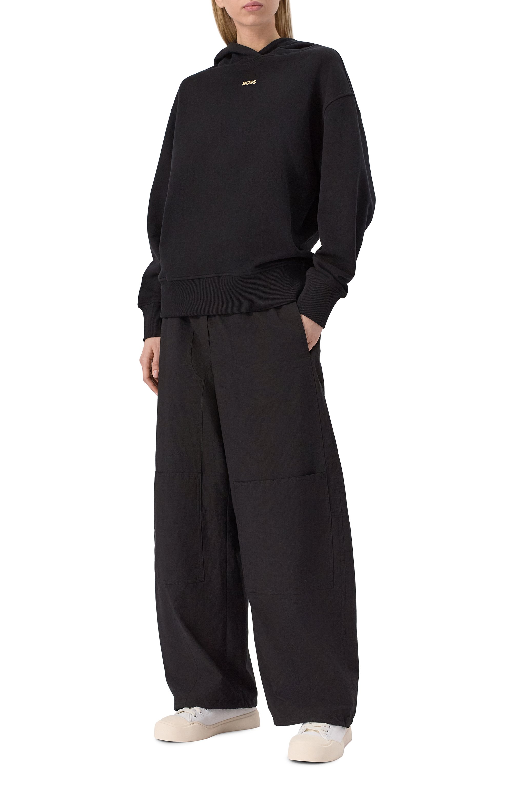 Хлопковое худи BOSS ORANGE черного цвета по цене 17950 руб., арт. 50534815, фото 2 Хлопковое худи BOSS ORANGE, арт. 50534815, фото 2