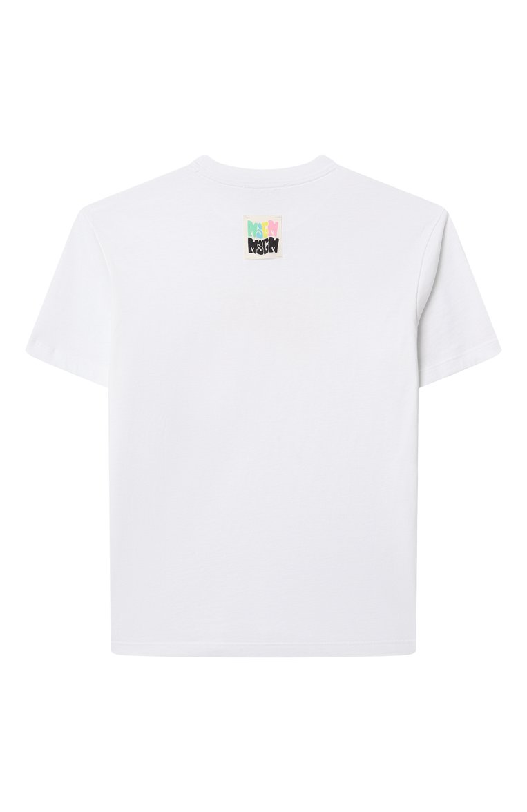 Детская хлопковая футболка MSGM KIDS белого цвета, арт. S5MSJGTH241 | Фото 2 (Материал сплава: Проставлено; Драгоценные камни: Проставлено; Рукава: Короткие; Девочки Кросс-КТ: Футболка-спорт, футболка-одежда; Материал внешний: Хлопок; Ростовка одежда: 6 лет | 116 см, 12 лет | 152 см, 16 лет | 164 см, 10 - 11 лет | 140 - 146см, 8 лет | 128 см)