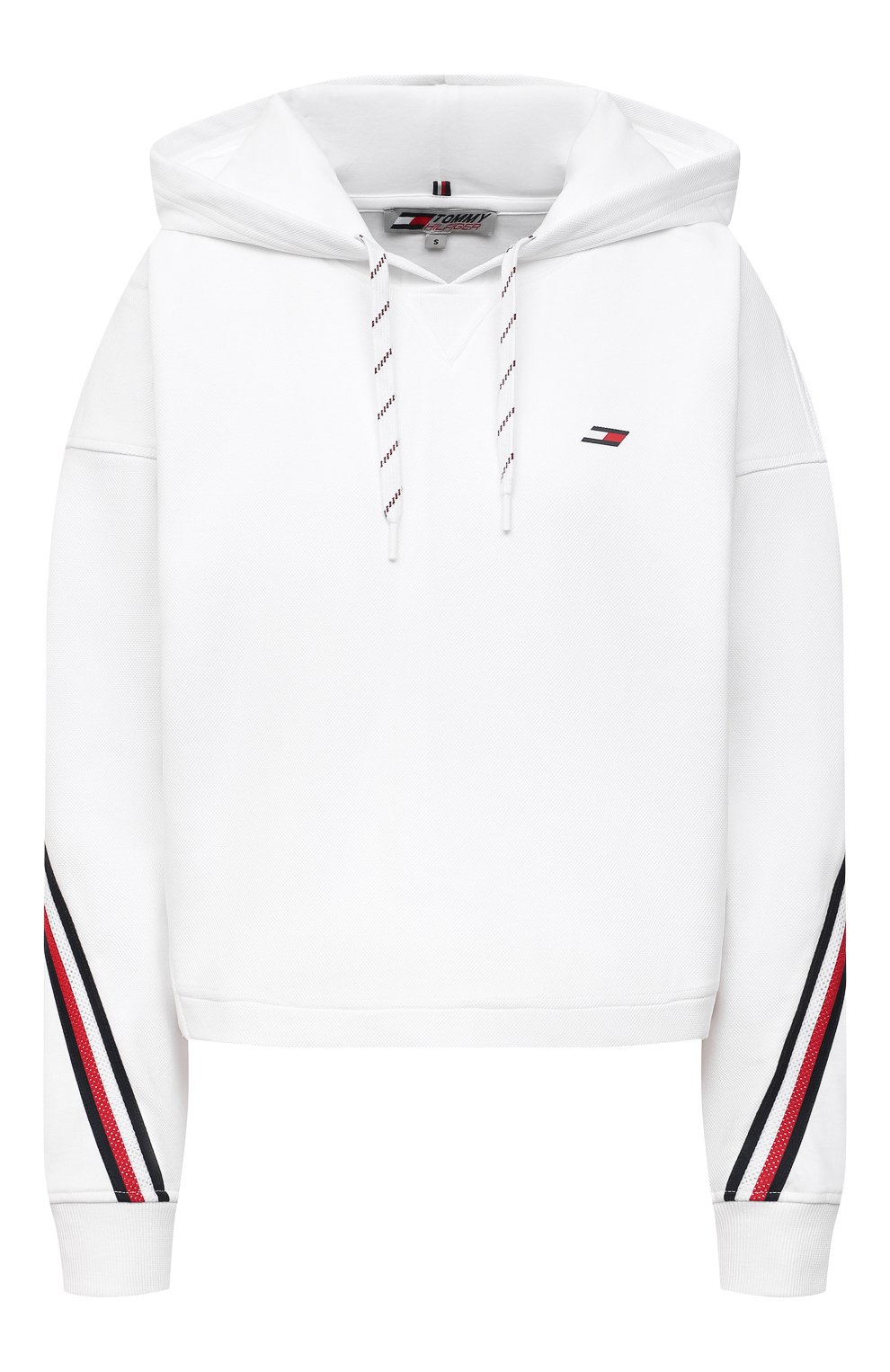Хлопковое худи TOMMY HILFIGER белого цвета по цене 12990 руб., арт. S10S101030, фото 1 Хлопковое худи TOMMY HILFIGER, арт. S10S101030, фото 1
