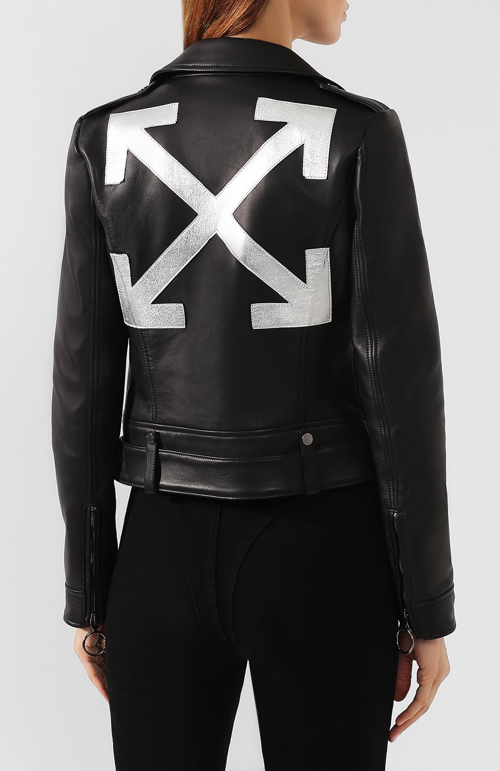 Кожаная куртка OFF-WHITE черного цвета по цене 239500 руб., арт. 0WJG002E197790831091, фото 4 Кожаная куртка OFF-WHITE, арт. 0WJG002E197790831091, фото 4
