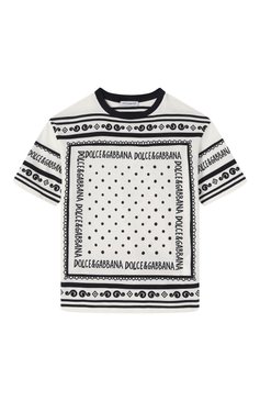 Детская хлопковая футболка DOLCE & GABBANA черно-белого цвета, арт. L4JTHV/II7FZ/2-6 | Фото 1 (Рукава: Короткие; Мальчики Кросс-КТ: Футболка-одежда; Материал внешний: Хлопок; Ростовка одежда: 5 лет | 110 см, 4 года | 104 см, 6 лет | 116 см, 2 года | 92 см, 3 года | 98 см)