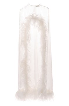 Накидка с отделкой перьями THE NEW ARRIVALS ILKYAZ OZEL, арт. VIVI CAPE IN PURE WHITE, фото 1