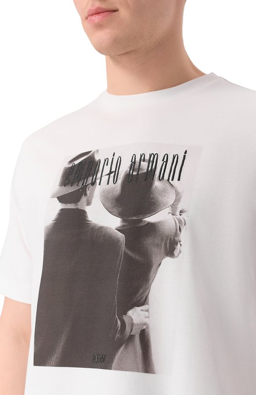 Хлопковая футболка Emporio Armani EM004751/AF23082 Белый  EM004751/AF23082 Фото 5