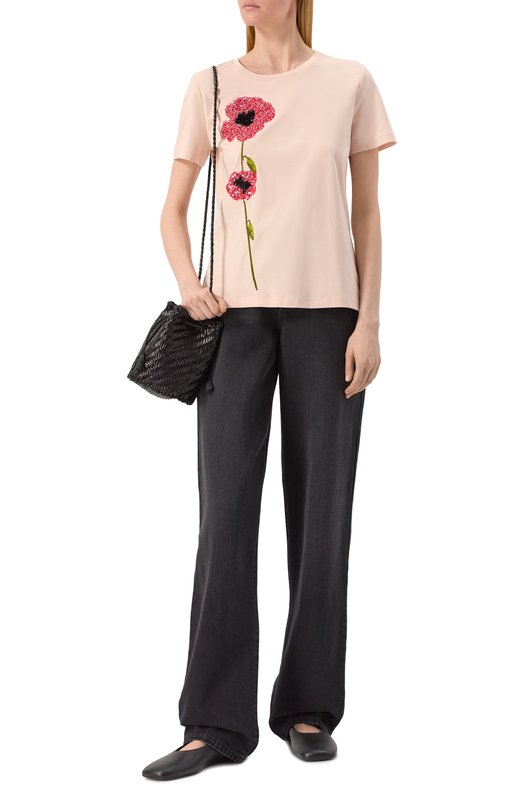 Хлопковая футболка Max Mara Studio LAGHI Розовый  LAGHI Фото 2