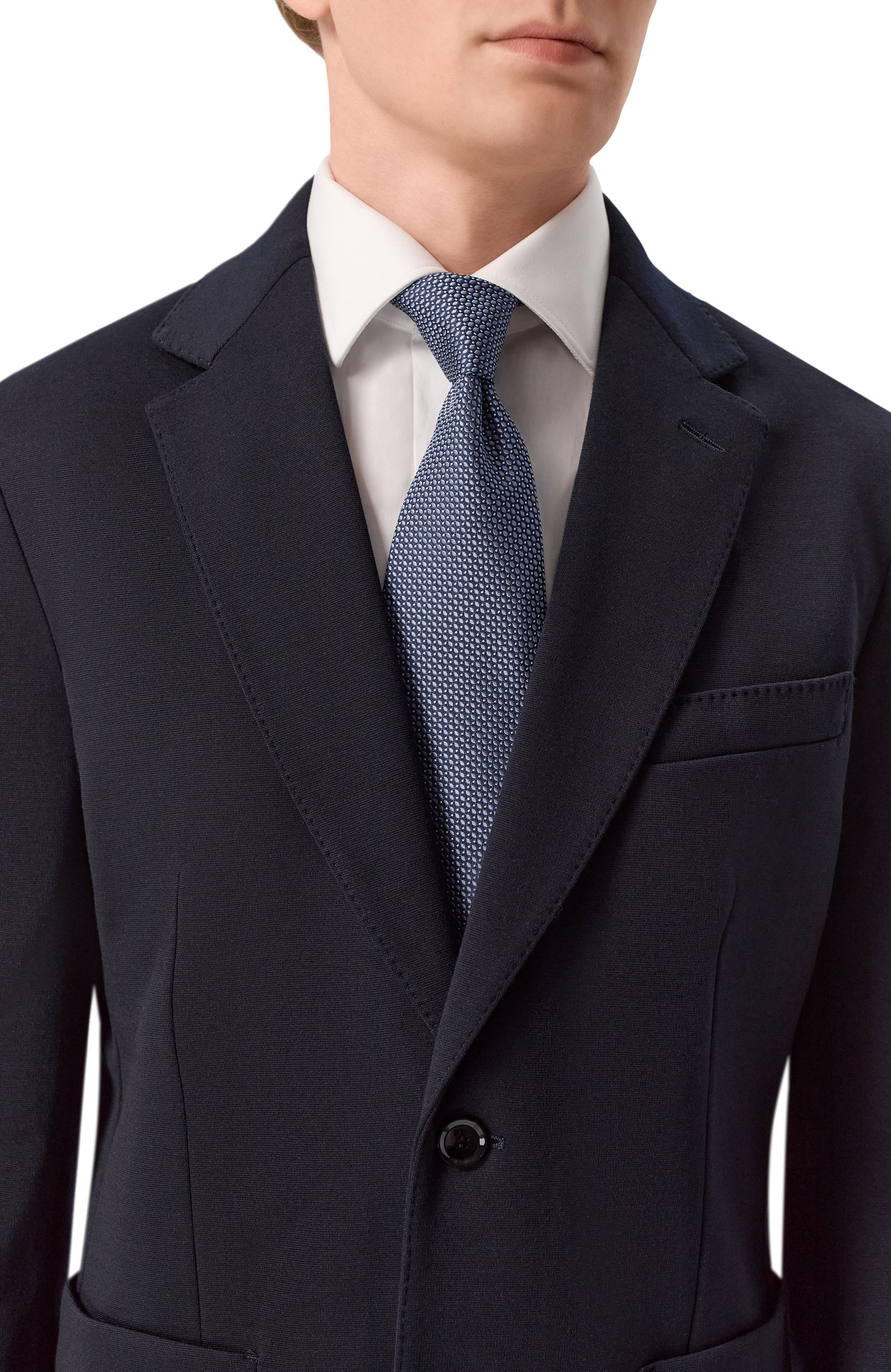 Шелковый галстук CORNELIANI синего цвета по цене 26600 руб., арт. 28U302/2A20303, фото 2 Шелковый галстук CORNELIANI, арт. 28U302/2A20303, фото 2