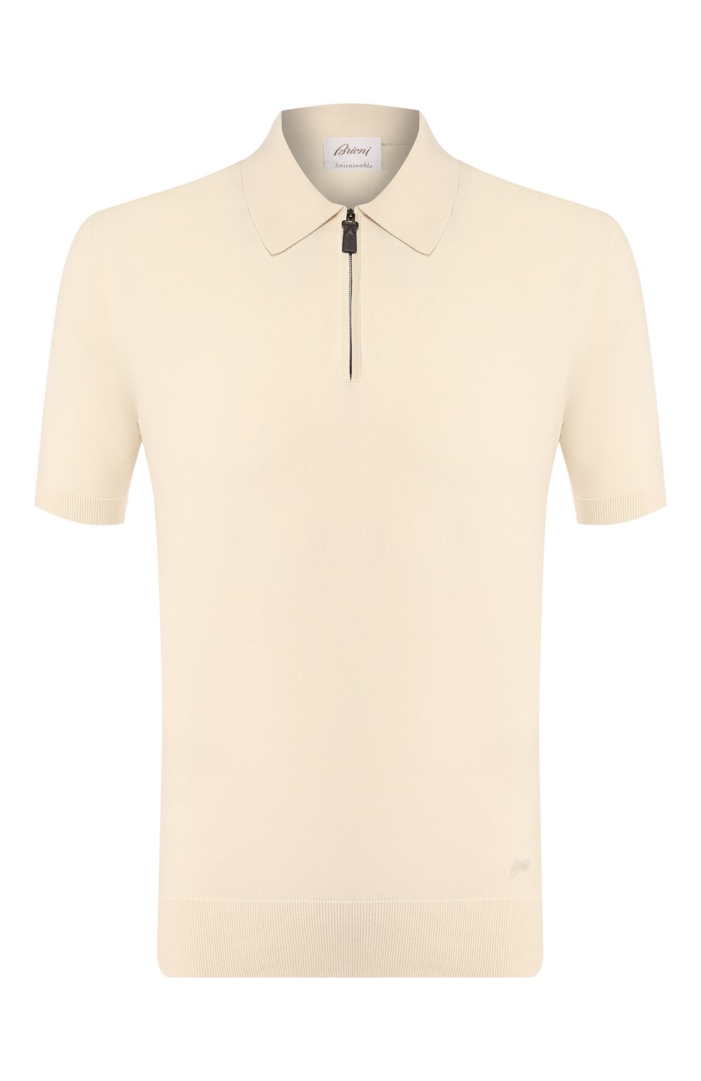 Хлопковое поло BRIONI кремового цвета по цене 67300 руб., арт. UMS20L/08K01, фото 1 Хлопковое поло BRIONI, арт. UMS20L/08K01, фото 1