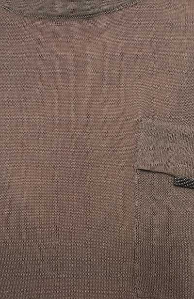 Льняная футболка BRUNELLO CUCINELLI хаки цвета по цене 99500 руб., арт. M1T170020, фото 5 Льняная футболка BRUNELLO CUCINELLI, арт. M1T170020, фото 5