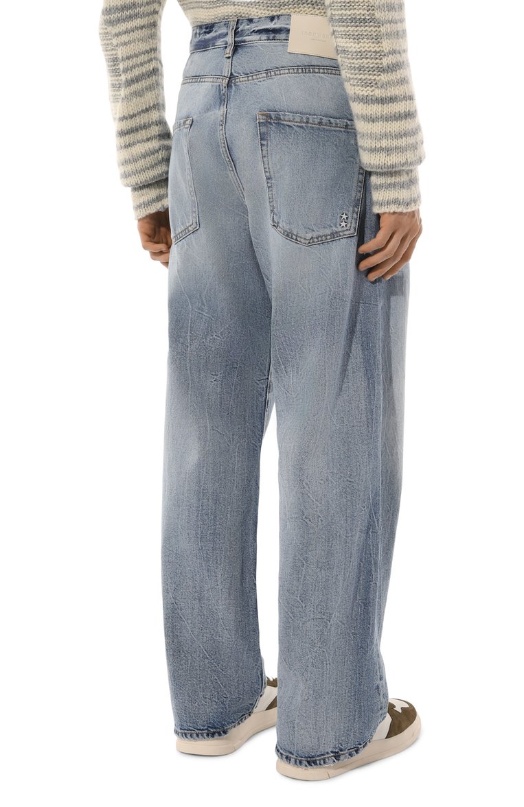 Мужские джинсы ICON DENIM LA синего цвета, арт. WILL/ID8820 | Фото 4 (Длина (брюки, джинсы): Стандартные; Материал внешний: Хлопок, Деним; Кросс-КТ: Деним; Силуэт М (брюки): Широкие; Детали: Делаве; Стили: Повседневный)