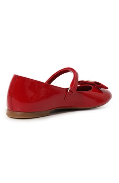 Детские кожаные балетки DOLCE & GABBANA красного цвета, арт. D11193/A5291/37-39 | Фото 3 (Материал сплава: Проставлено; Нос: Не проставлено; Материал внутренний: Натуральная кожа; Материал внешний: Натуральная кожа)