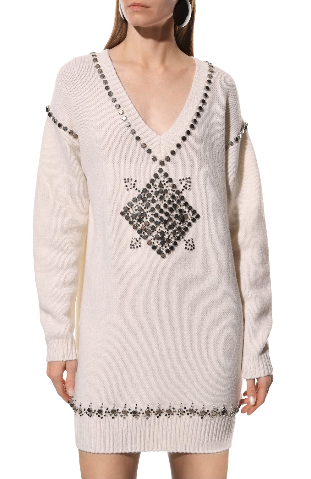 Шерстяное платье PINKO молочного цвета по цене 45250 руб., арт. 1G17ZA-A020, фото 3 Шерстяное платье PINKO, арт. 1G17ZA-A020, фото 3