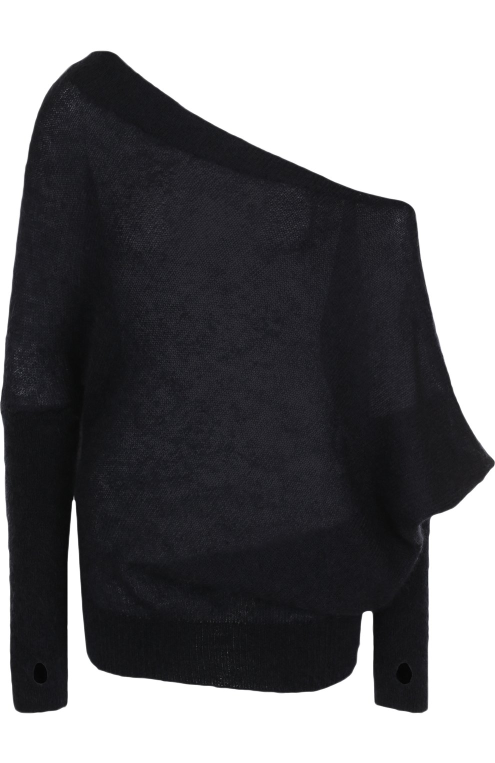 Однотонный пуловер с открытым плечом TOM FORD черного цвета по цене 128500 руб., арт. MAK822-YAX172, фото 1 Однотонный пуловер с открытым плечом TOM FORD, арт. MAK822-YAX172, фото 1