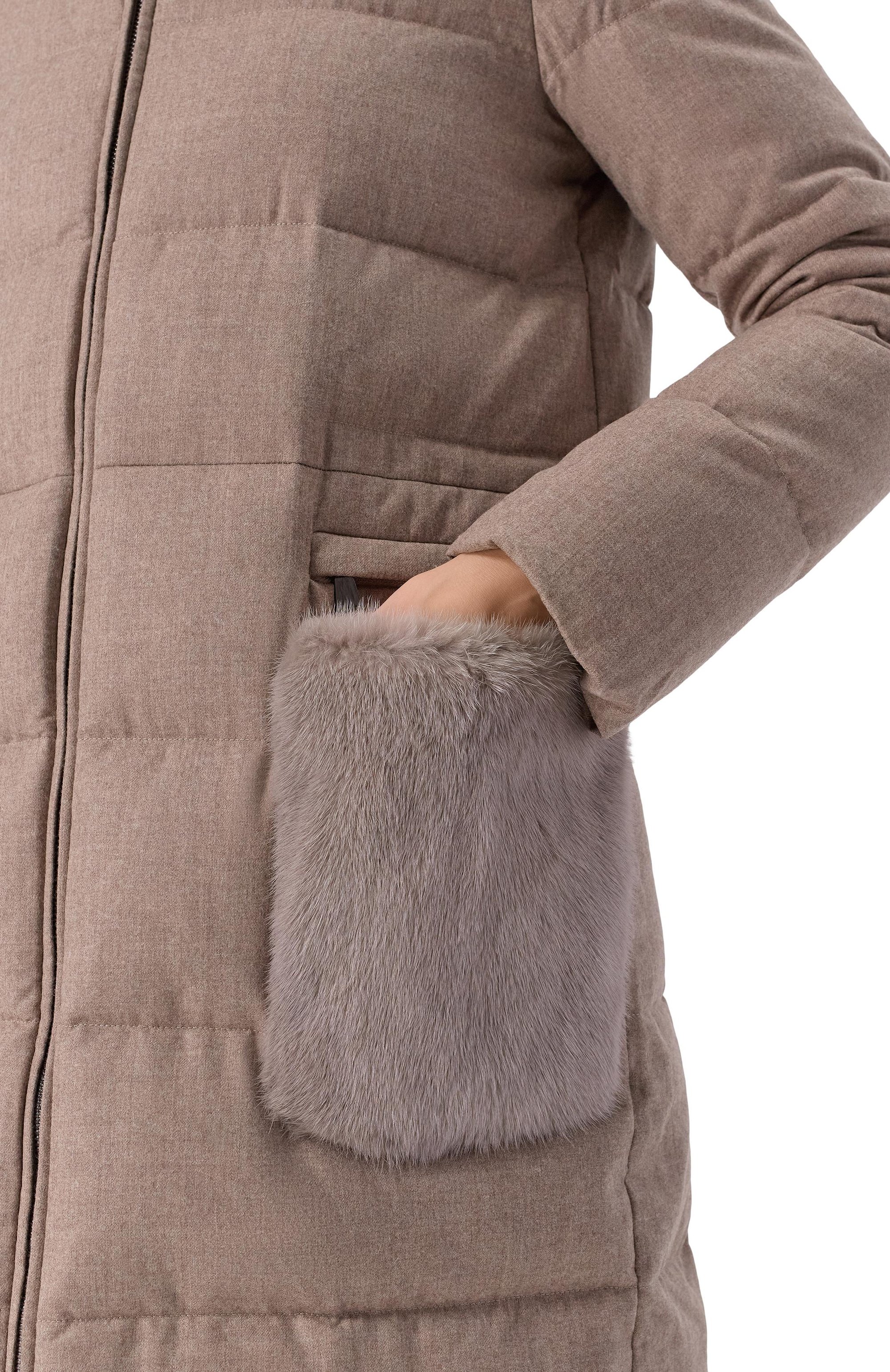 Шерстяной пуховик с отделкой из норки MANZONI24, арт. 25M1309-ZEL0V/48-50, фото 5