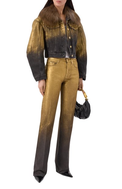 Джинсы BLUMARINE золотого цвета по цене 81950 руб., арт. RF6023/D5107, фото 2 Джинсы BLUMARINE, арт. RF6023/D5107, фото 2