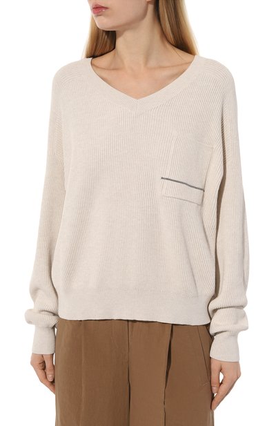 Хлопковый пуловер BRUNELLO CUCINELLI, арт. M1919B1351, фото 3