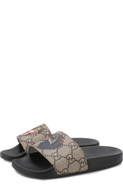 Кожаные шлепанцы с принтом GUCCI, арт. 508806/9N500, фото 1