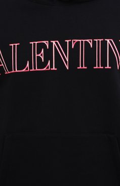 Мужской хлопковое худи VALENTINO темно-синего цвета, арт. XV3MF21K85L | Фото 5 (Рукава: Длинные; Длина (для топов): Стандартные; Принт: С принтом; Мужское Кросс-КТ: Худи-одежда; Материал сплава: Проставлено; Нос: Не проставлено; Материал внешний: Хлопок; Стили: Спорт-шик; Драгоценные камни: Проставлено)