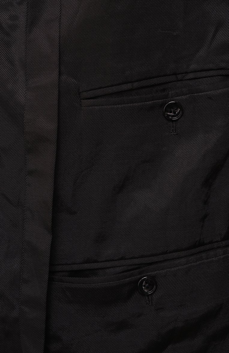 Женский шерстяной жакет ANN DEMEULEMEESTER черного цвета, арт. 2402-W-JA15-FA516-D0091 | Фото 6 (Рукава: Длинные; Длина (для топов): Удлиненные; Материал внешний: Шерсть; Материал подклада: Вискоза; 1-2-бортные: Однобортные; Женское Кросс-КТ: Жакет-одежда; Стили: Минимализм)