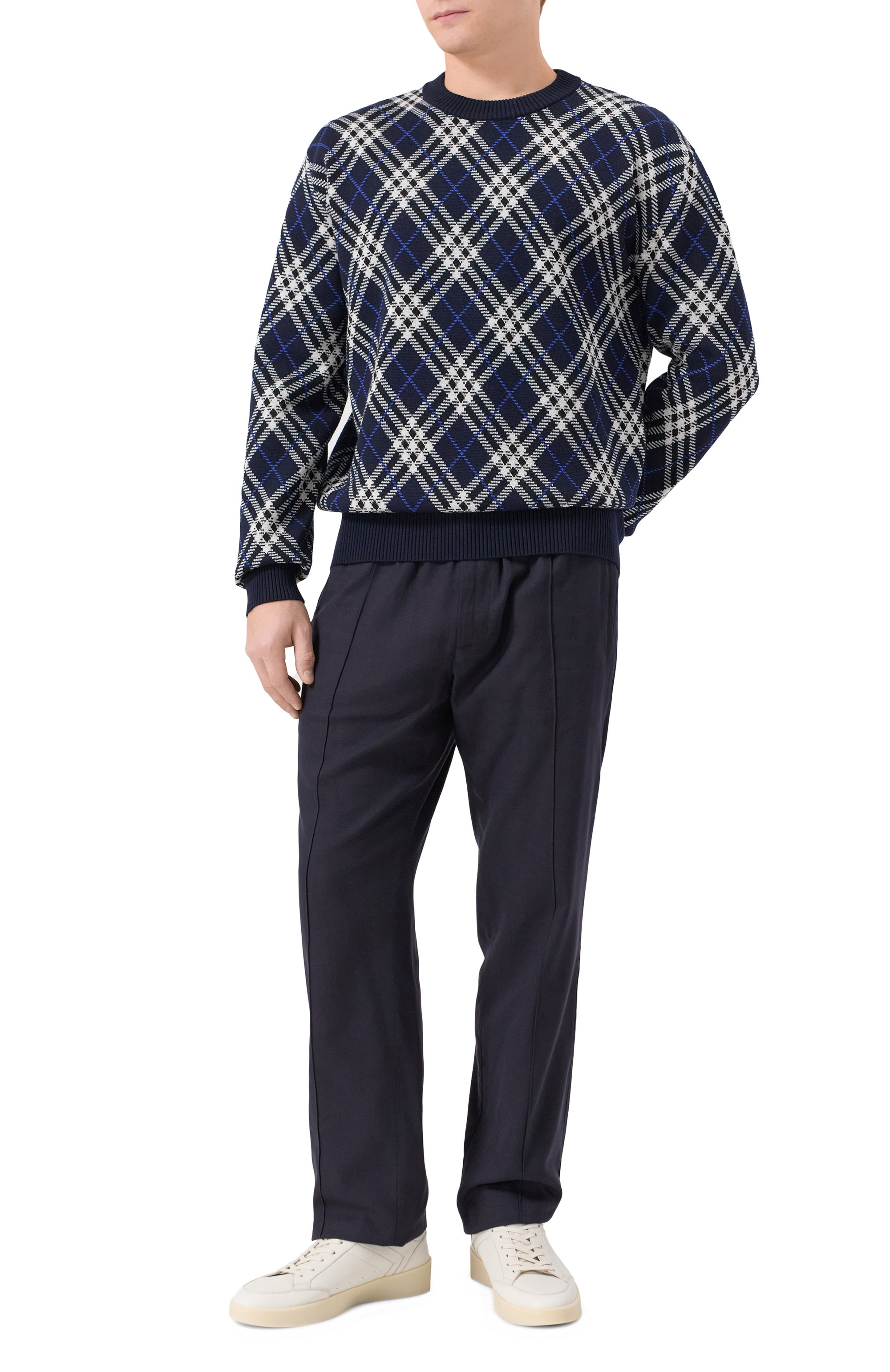 Шерстяной джемпер BURBERRY темно-синего цвета по цене 143500 руб., арт. 8110614, фото 2 Шерстяной джемпер BURBERRY, арт. 8110614, фото 2