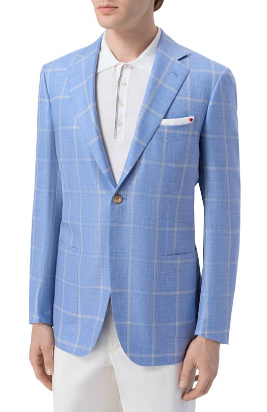 Пиджак из кашемира и шелка Kiton UG81K0639G Голубой  UG81K0639G Фото 3