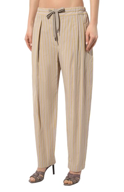 Брюки из хлопка и льна BRUNELLO CUCINELLI, арт. MH564B1312, фото 3