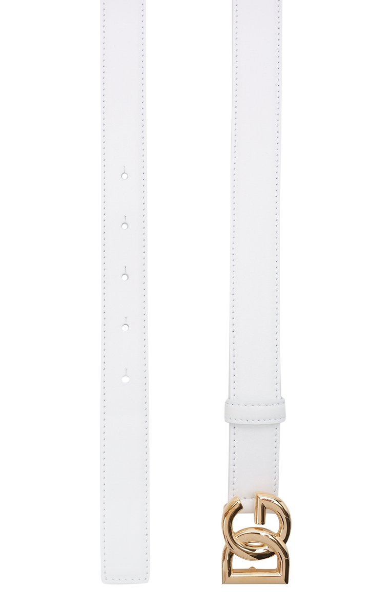 Женский кожаный ремень DOLCE & GABBANA белого цвета, арт. BE1447/AW576 | Фото 3 (Материал: Натуральная кожа; Материал сплава: Проставлено; Нос: Не проставлено)