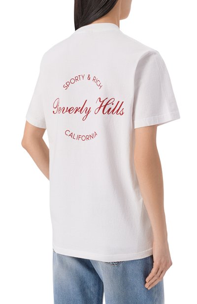 Хлопковая футболка SPORTY AND RICH, арт. T004364257WH01, фото 4