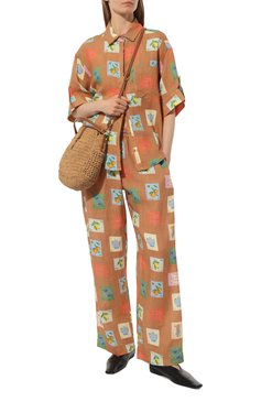 Женский льняная рубашка PALM NOOSA бежевого цвета, арт. MIRAGE SHIRT | Фото 2 (Драгоценные камни: Проставлено; Рукава: 3/4; Материал сплава: Проставлено; Материал внешний: Лен; Длина (для топов): Стандартные; Стили: Кэжуэл; Кросс-КТ: Пляж)