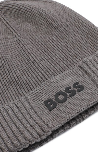 Шапка из хлопка и шерсти BOSS серого цвета по цене 8295 руб., арт. 50499423, фото 3 Шапка из хлопка и шерсти BOSS, арт. 50499423, фото 3