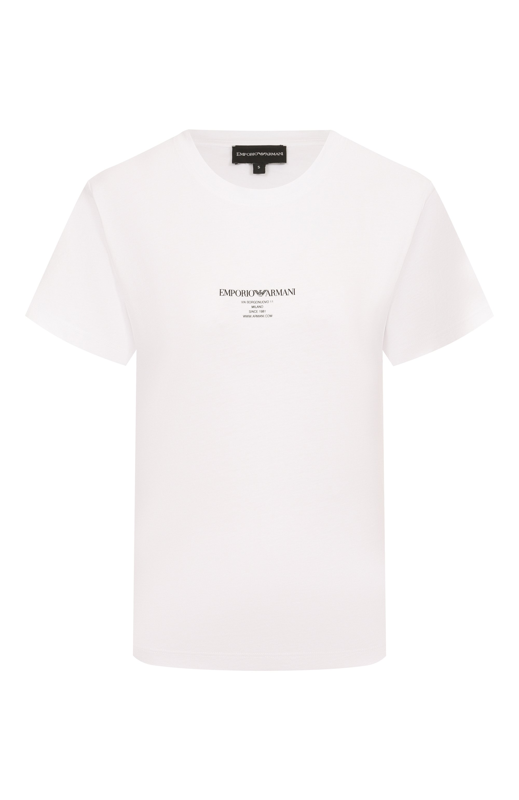 Хлопковая футболка EMPORIO ARMANI белого цвета по цене 24250 руб., арт. EW002837/AF12597, фото 1 Хлопковая футболка EMPORIO ARMANI, арт. EW002837/AF12597, фото 1