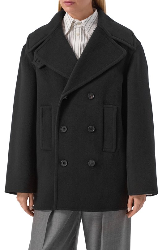 Шерстяное полупальто Saint Laurent 838047/Y060R Чёрный  838047/Y060R Фото 3