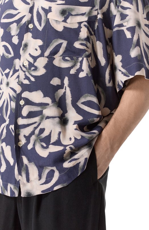 Рубашка из вискозы Laneus S6LAMASI077 Синий  S6LAMASI077 Фото 5